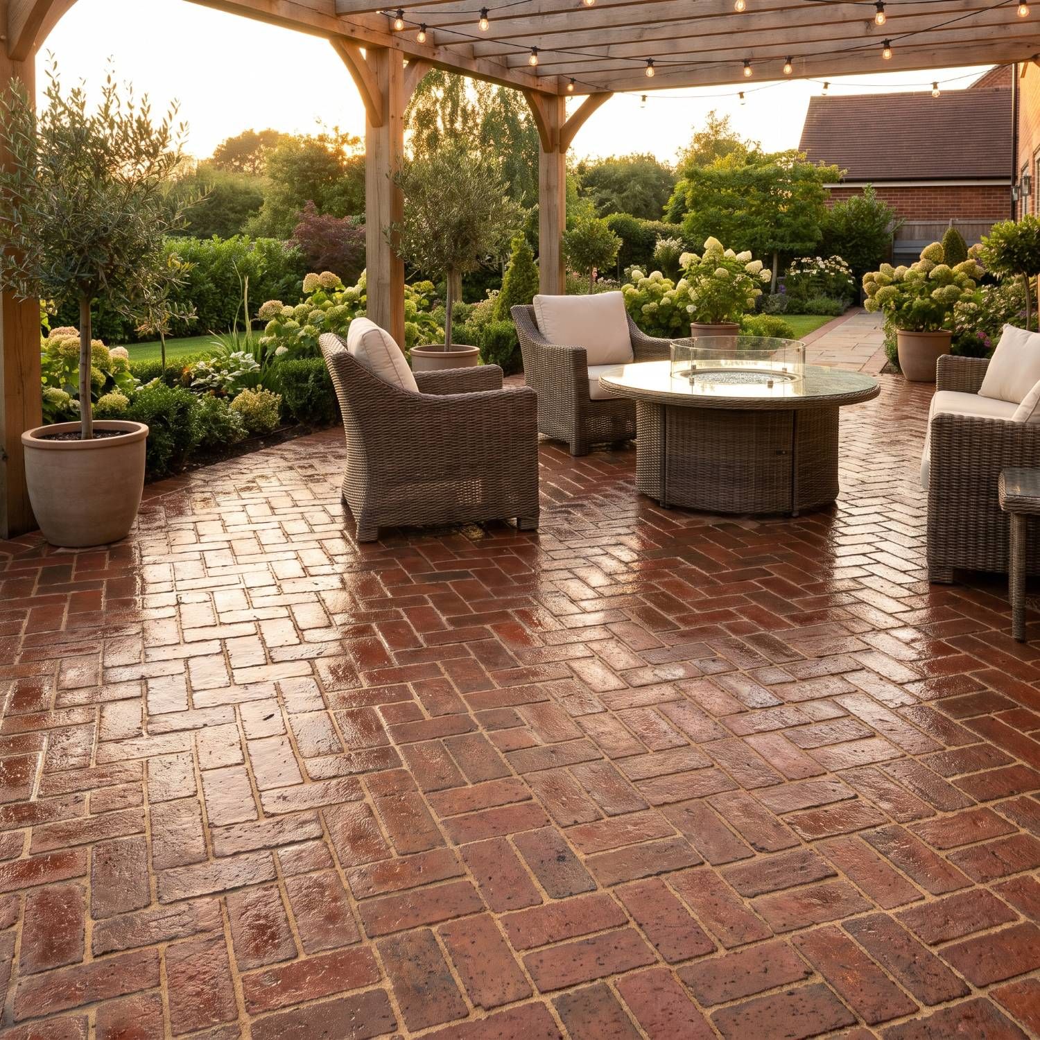 Sealed brick paver patio